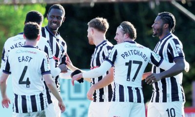 Dale team-mates celebrate with two-goal hero Mani Dieseruvwe