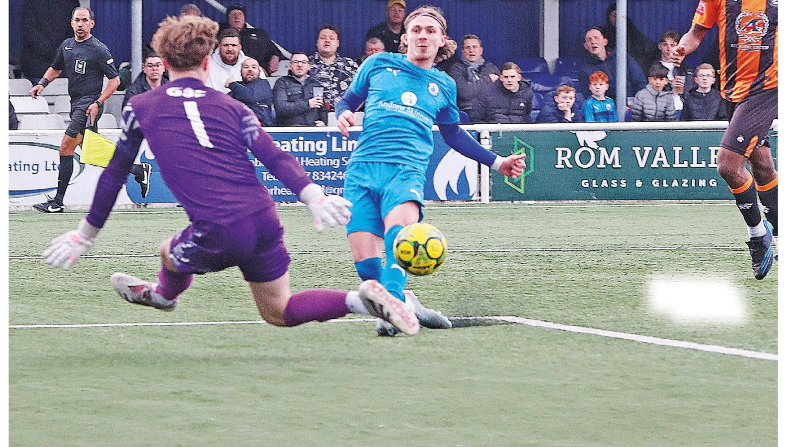 Elliot Long fires in for Billericay Town to take the lead