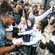 KSI meets the fans yesterday after becoming a shareholder at Dagenham & Redbridge