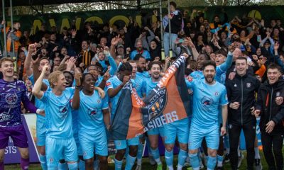 Folkestone Invicta celebrate winning the title with fans