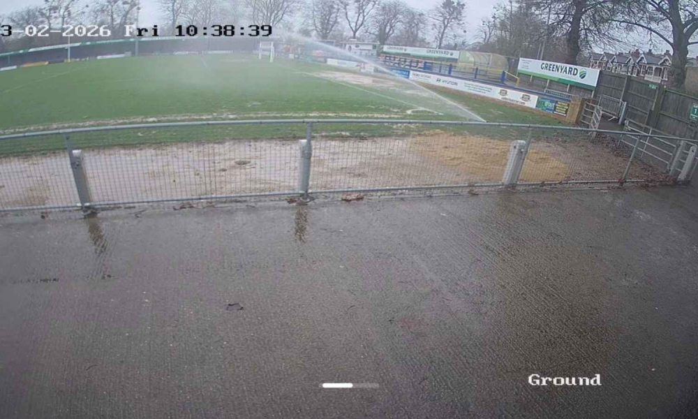 CCTV from The Walks Stadium appears to show the sprinkler on last Friday morning, ahead of a planned pitch inspection