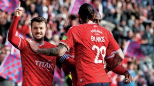 Ollie Pearce celebrates scoring York City’s opener