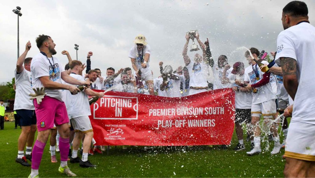 Farnham Town celebrate promotion to Step 2