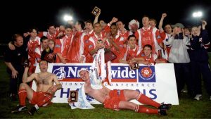 Kidderminster Harriers celebrate winning the Conference