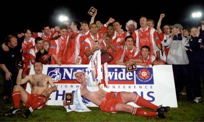 Kidderminster Harriers celebrate winning the Conference