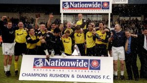 Rushden & Diamonds celebrate winning promotion to the Football League for the first time
