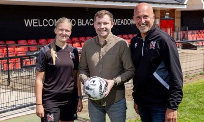 Darlington representatives Millie Garrett and David Dawson with Amazon MME1 site lead Jack Doherty (middle) at Blackwell Meadows.