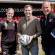 Darlington representatives Millie Garrett and David Dawson with Amazon MME1 site lead Jack Doherty (middle) at Blackwell Meadows.