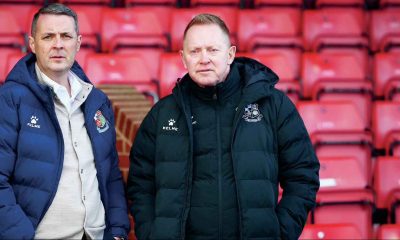 Gary Waddock, right, pictured with chairman Rory Fitzgerald, wants Wealdstone to build on last season’s run to the FA Trophy final against Southend United