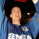 Macclesfield Town captain Neil Howarth shows off the Vauxhall Conference trophy
