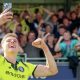 Harrogate Town striker Ciaran McGuckin celebrates his double with a selfie in front of the supporters