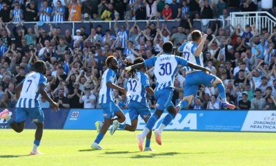 Hartlepool United’s players celebrate as a renewed sense of togetherness grows between the club and its supporters.