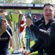 Stuart Maynard celebrates winning the National League with York City last season.