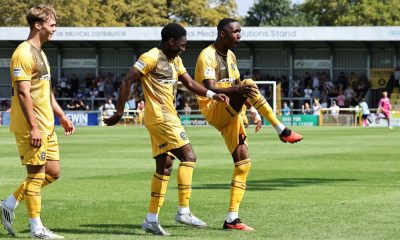 Sutton’s Manny Osadebe doubles his side’s lead with his first goal for the club