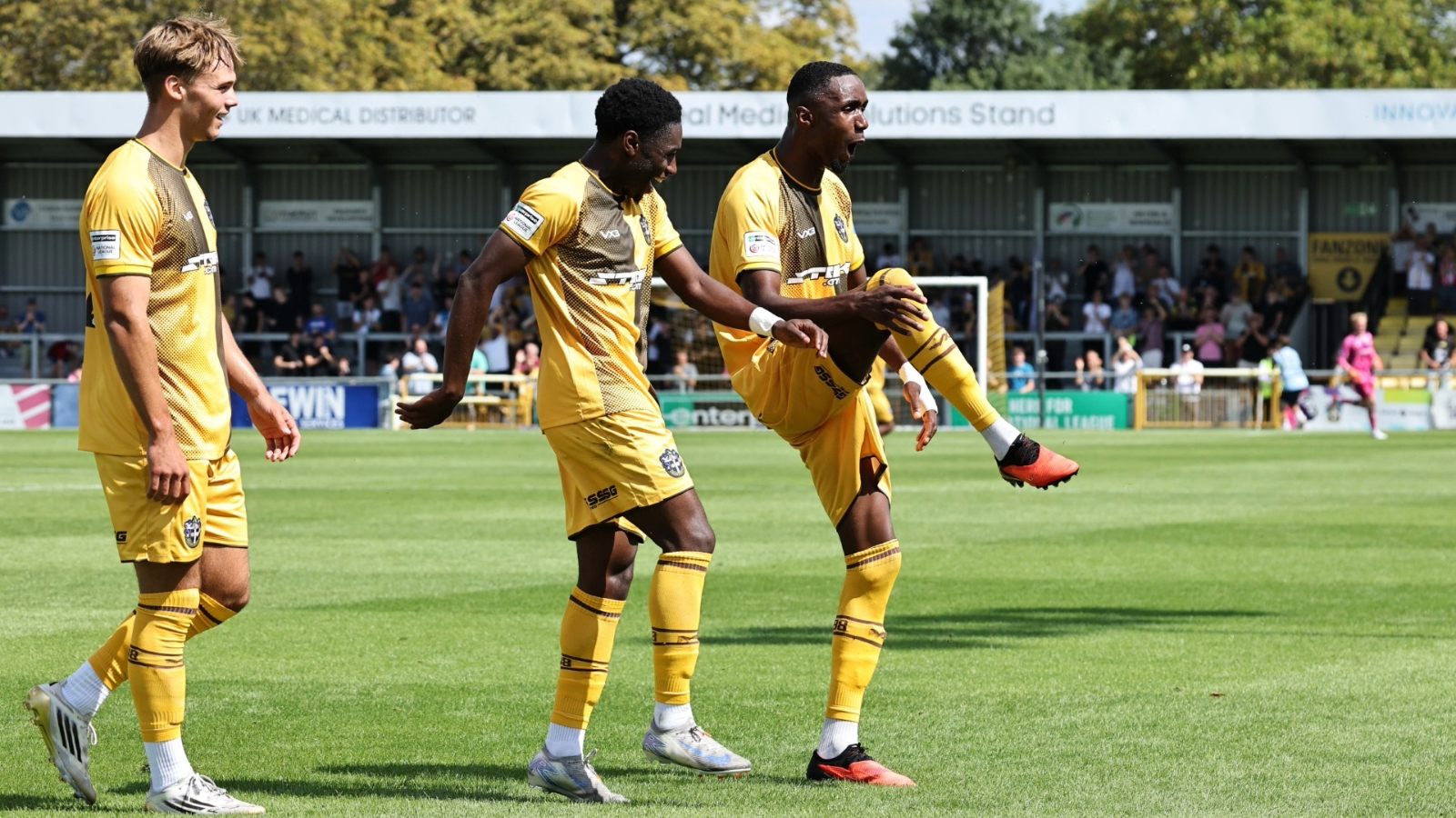 Sutton’s Manny Osadebe doubles his side’s lead with his first goal for the club