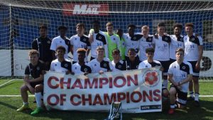 Iliman Ndiaye, bottom row second left, and Sorba Thomas, top row second right, line up for Boreham Wood’s Elite side.