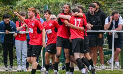 Knowle celebrate their late equaliser against Worcester City