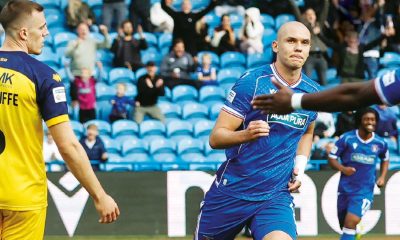 Carlisle United’s Georgie Kelly enjoys his first goal.