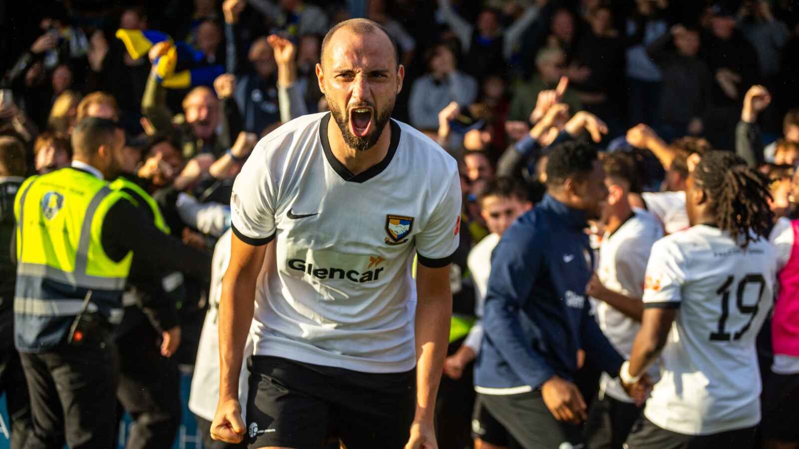 Berkhamsted celebrate their historic FA Cup win over Southend United.