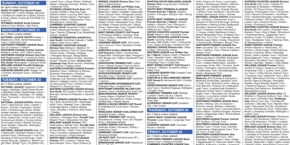 FIXTURES The NonLeague Football Paper