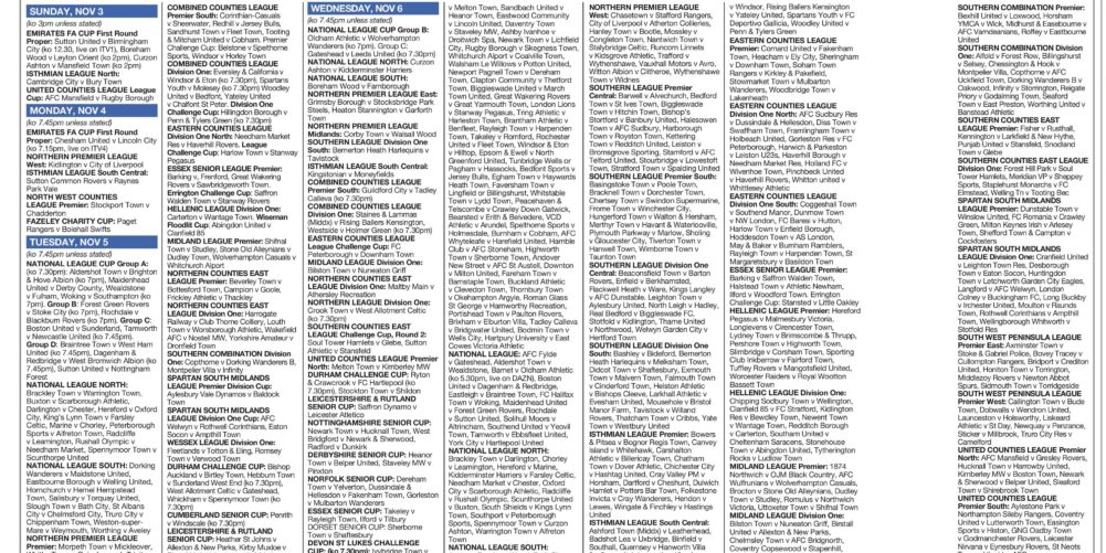 FIXTURES The NonLeague Football Paper