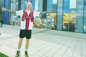 HOME FROM HOME: Archie Whitfield outside York City’s LNER Stadium and on his nationwide stadium tour, inset PICTURE: Archie Whitfield