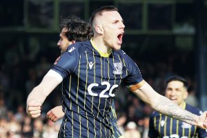 OPENER: Ben Goodliffe of Southend United celebrates his side’s first goal of the game PICTURE: Focus Images