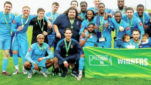 PEDAL TO THE MEDAL: Brentwood Town celebrate their league success  PICTURE: Nick Gunn