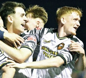 PARTY: Gloucester’s Joe Hanks celebrates his winner PICTURE: Ian Christy