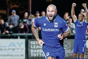 ROLL BACK: Charlie Austin celebrates the late winner for Totton on Wednesday night PICTURE: Graham Scambler