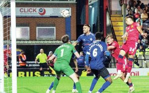 KEN YOU BELIEVE IT? Charley Kendall heads Southend into the lead in extra-time PICTURE: Matt Wilkinson