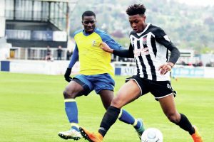 LEARNING CURVE: Antoine Semenyo in Bath City colours and, inset below, in action for Premier League Bournemouth