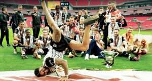 BREAKDANCE: Notts County celebrate in their own unique way PICTURE: Darren Campbell