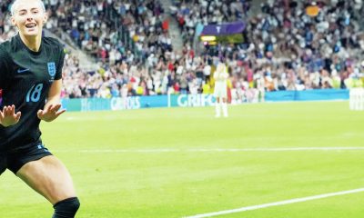 COOL CUSTOMER: England goal hero Chloe Kelly celebrates her semi-final winner PICTURE: Alamy