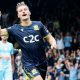 MAKING HIS POINT: Scott-Morriss enjoys scoring his side’s second goal PICTURE: Focus Images
