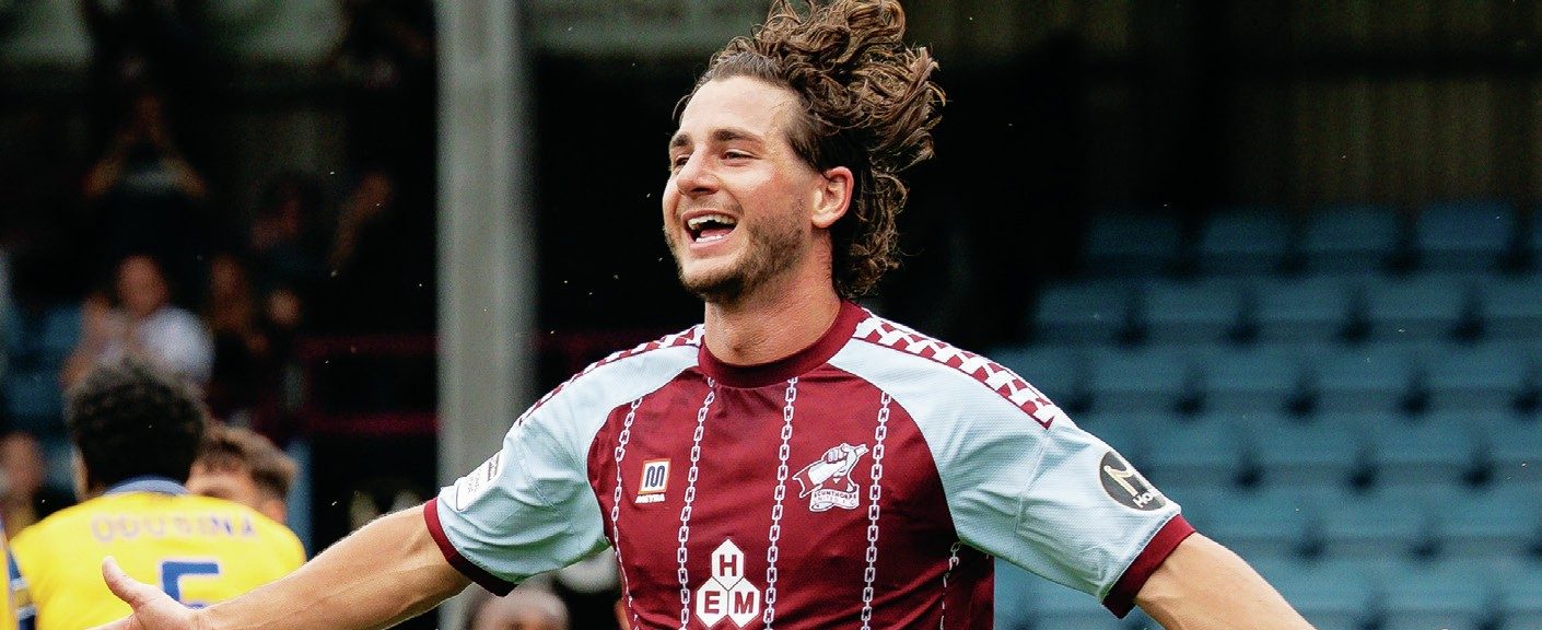 HOWE’S ABOUT THAT! Declan Howe wheels away after scoring his and Scunthorpe’s second goal PICTURE: Michael AC Braithwaite