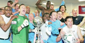 WINNING FEELING: Grays Athletic celebrate winning the FA Trophy 20 years ago PICTURE: Alamy
