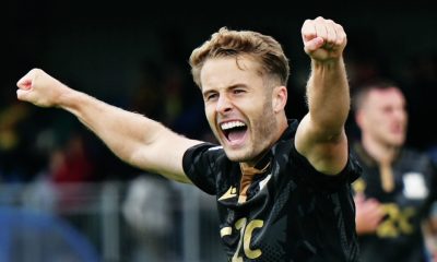 ALL SMILES: Andrew Dallas celebrates scoring Southend’s first goal before adding a second, inset PICTURE: Focus Images