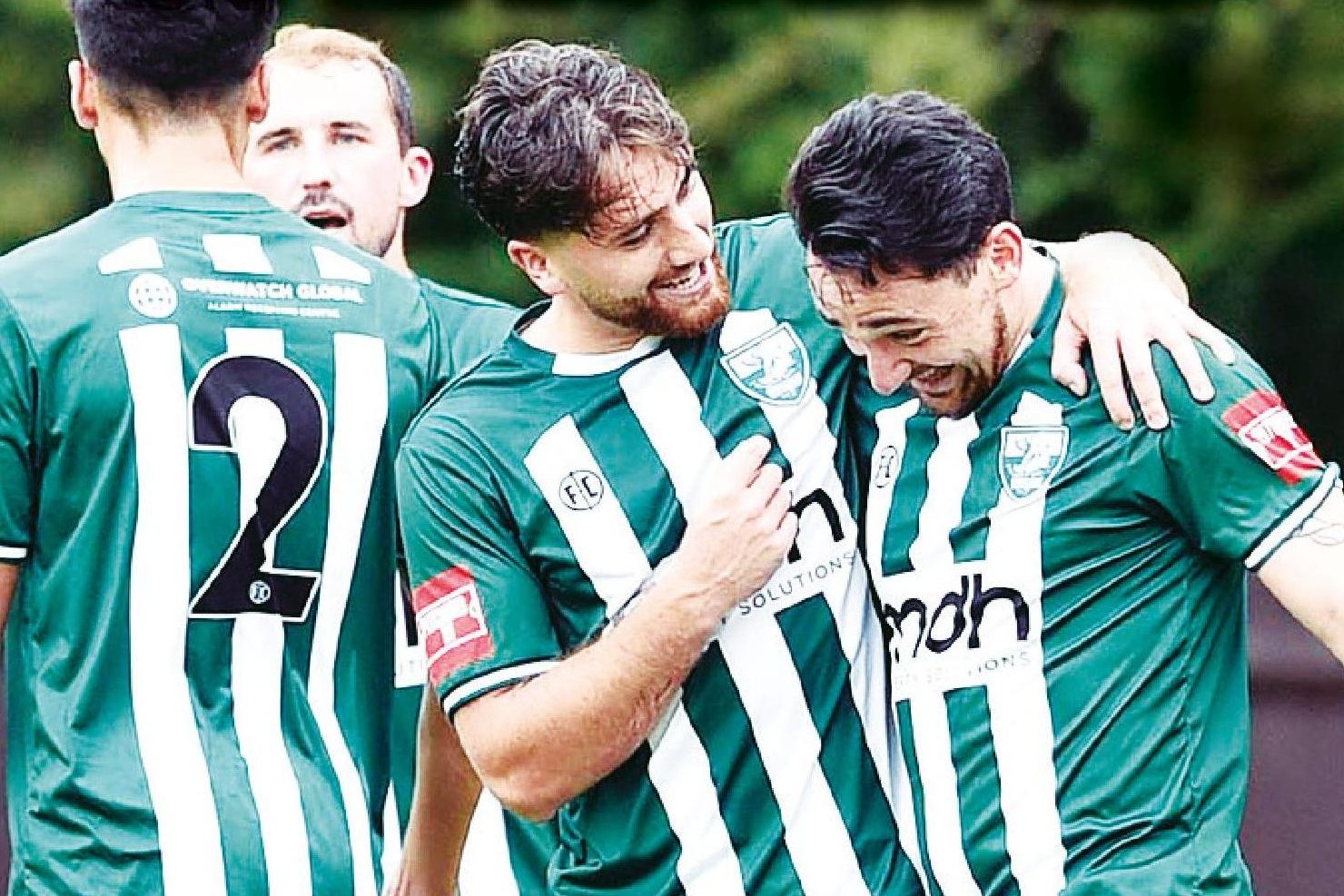 Jordan Gallagher is congratulated for his Leatherhead goal