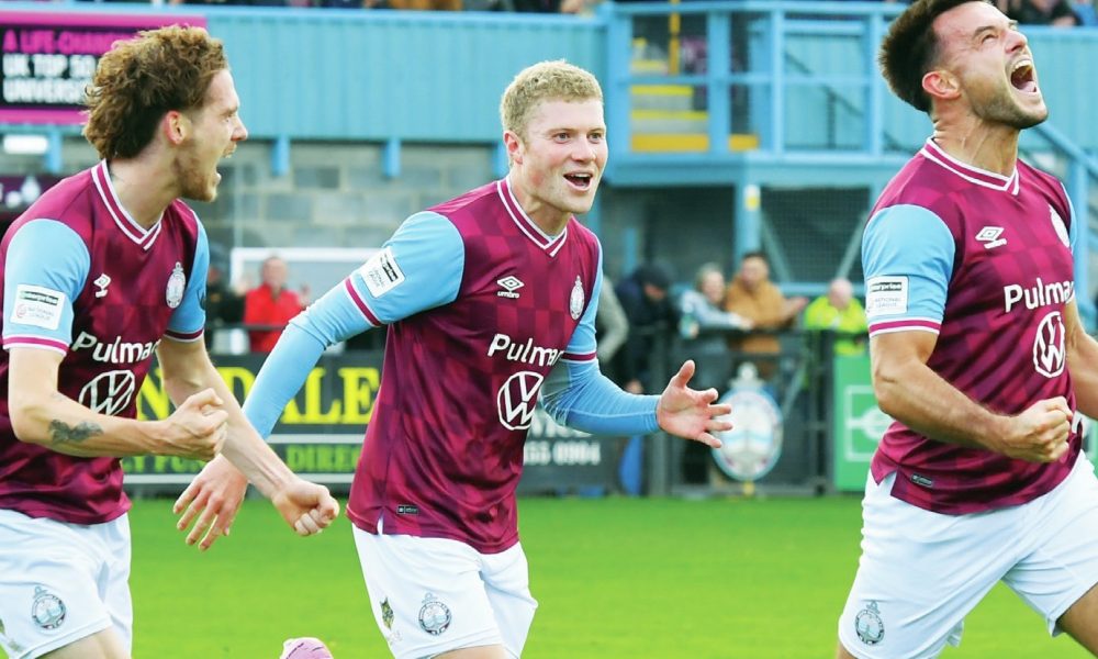 Dan Ward can’t his his delight as his opener sets South Shields on their way