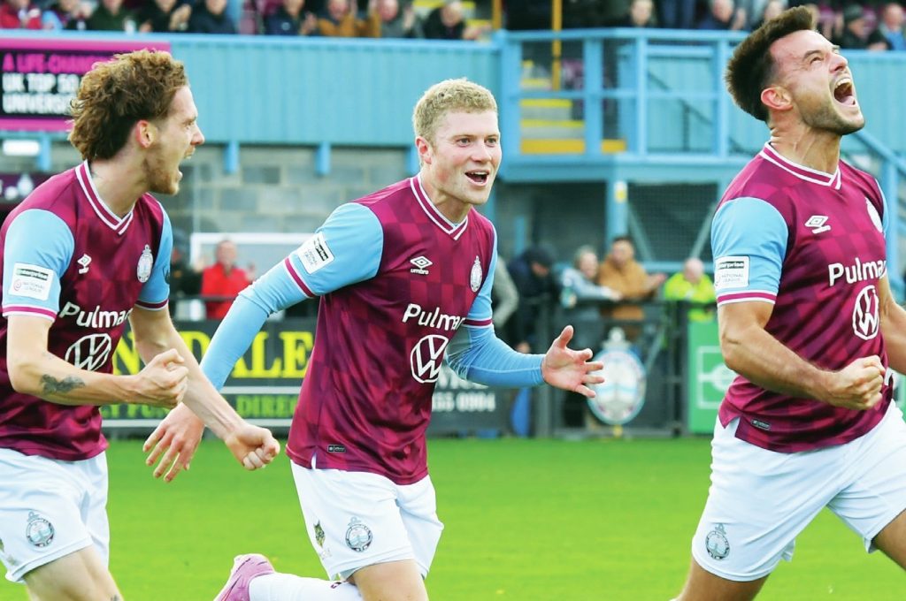 Dan Ward can’t his his delight as his opener sets South Shields on their way