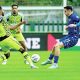 Forest Green’s James Balagizi, left, gets to the ball before Rochdale’s Connor McBride