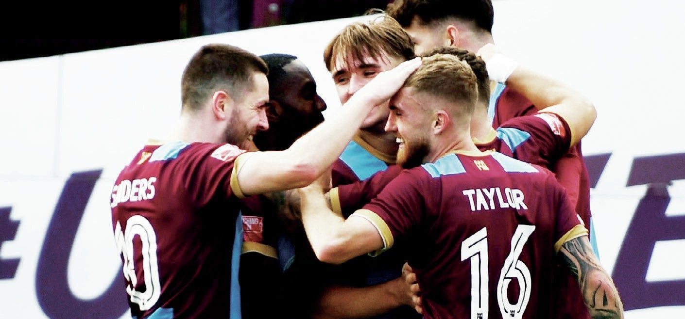 Farnham celebrate Owen Dean’s goal that put the Step 3 side into a 3-2 lead