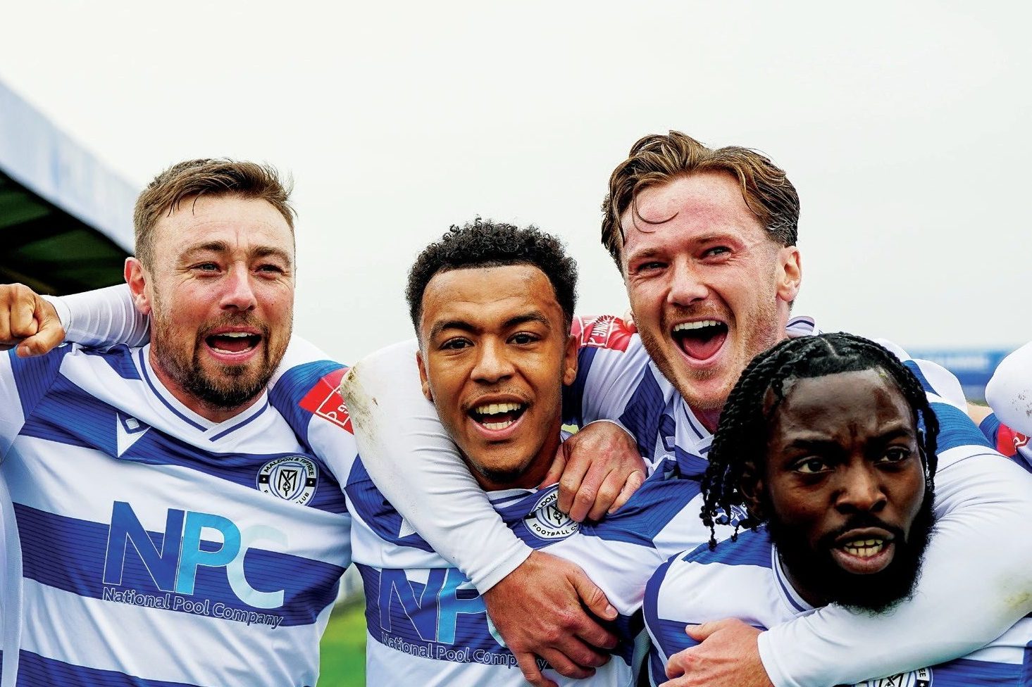 Maldon & Tiptree celebrate Freddie Sears, second left, opening the scoring