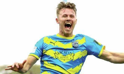 Radcliffe’s Rick Smith celebrates Lois Maynard’s goal