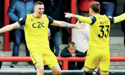 Ben Goodliffe of Southend United celebrates making the score 2-0 to the visitors