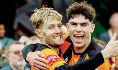 Joe Pigott celebrates scoring what he thought was an 89th minute winner for Invicta