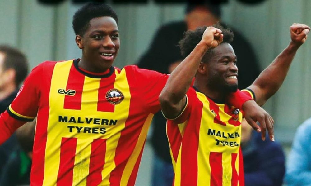 Gloucester’s King Baidoo celebrates their third goal