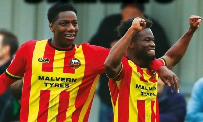 Gloucester’s King Baidoo celebrates their third goal