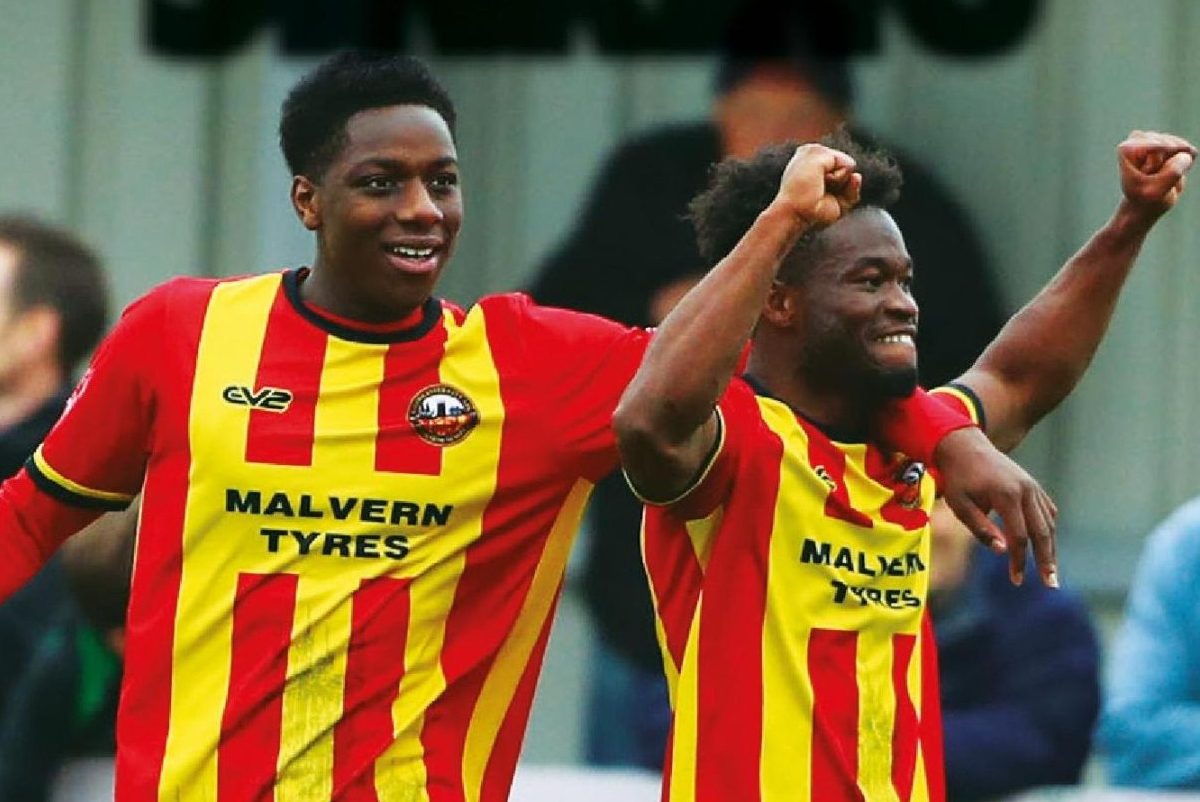 Gloucester’s King Baidoo celebrates their third goal